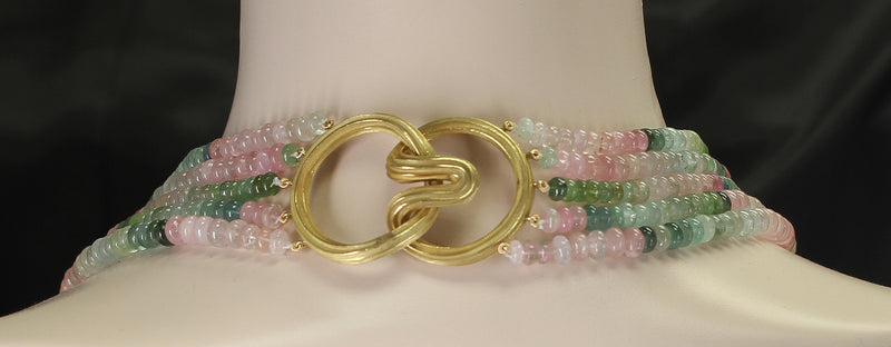 Natural Plain Multi-Tourmaline Necklace, Clasp by Christopher Walling
