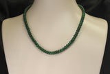 Genuine & Natural Deep Green Fine Emerald Plain & Smooth Bead Necklace