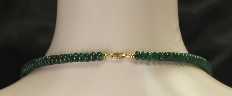 Genuine & Natural Deep Green Fine Emerald Plain & Smooth Bead Necklace