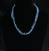 Genuine Faceted Blue Topaz Briolette Drop Beads Necklace, 14 Karat White