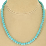 Genuine 6MM Round Turquoise Beads, 14K Yellow