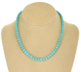 Genuine 6MM Round Turquoise Beads, 14K Yellow