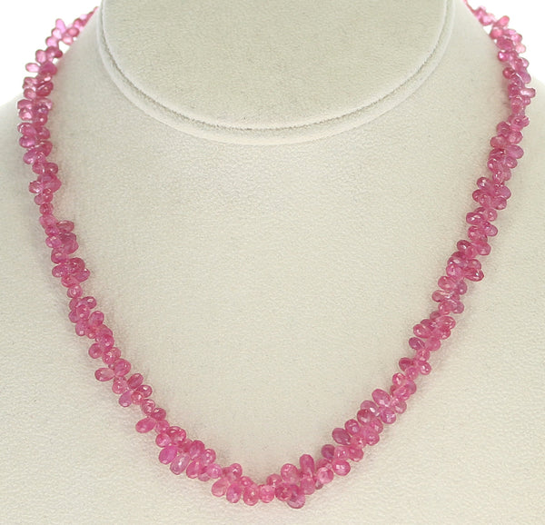 Genuine Pink Sapphire Drop Briolette Beads Necklace