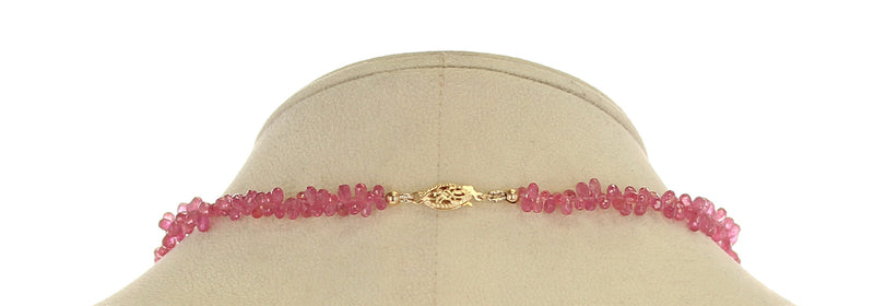 Genuine Pink Sapphire Drop Briolette Beads Necklace