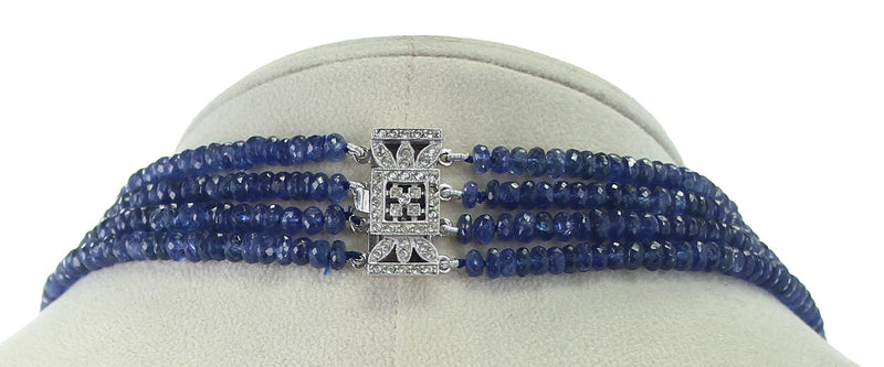 Genuine & Natural Necklace of Fine Blue Sapphire Faceted Beads