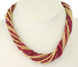 Genuine & Natural Red Spinel and Yellow Sapphire Faceted Beads Choker Necklace
