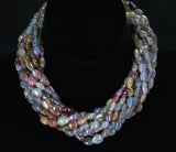 Genuine & Natural Earthy Multi-Sapphire Tumbled Beads Choker Necklace
