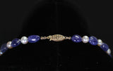 Tanzanite Tumbled Beads & Pearl Necklace, 14K Yellow Gold Clasp
