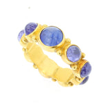 Blue Sapphire Cabochon Eternity Ring, 18K Yellow Gold