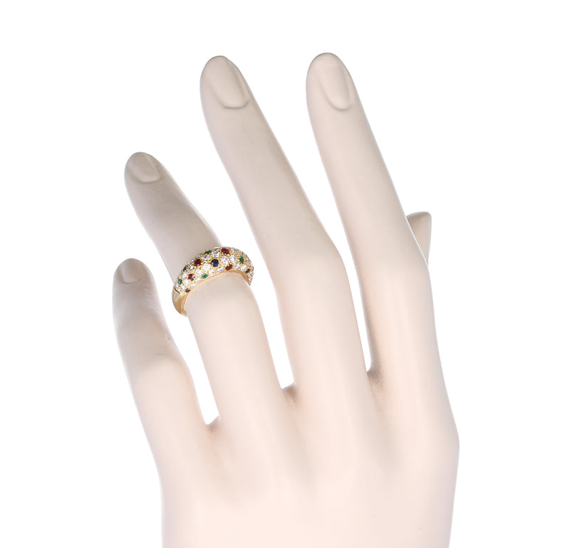 Van Cleef & Arpels Diamond, Ruby, Sapphire, Emerald Ring, 18K Yellow
