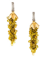 Yellow Sapphire Chandelier Earrings with Diamonds, 14 Karat Gold