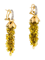 Yellow Sapphire Chandelier Earrings with Diamonds, 14 Karat Gold