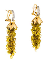 Multi-Sapphire Chandelier Earrings with Diamonds, 14K Gold