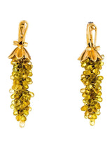 Multi-Sapphire Chandelier Earrings with Diamonds, 14K Gold