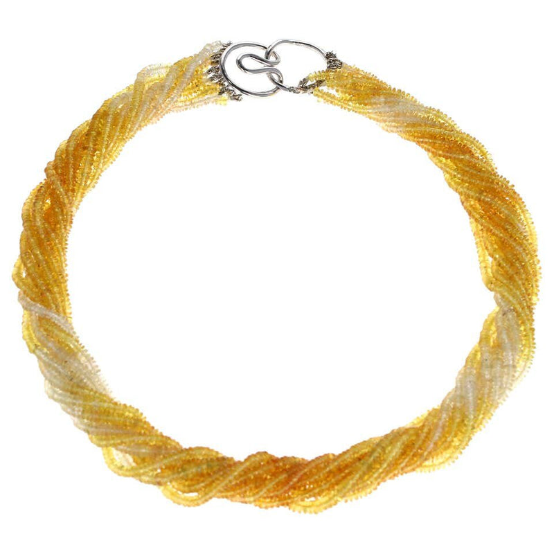 Yellow and White Sapphire Beads White Gold Necklace