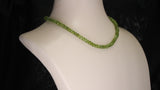 Genuine Faceted 7MM Peridot Beads Necklace- Sterling Silver Clasp