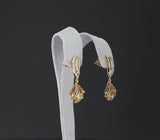 Carved Citrine and Diamond Wing Earrings, 14K Gold