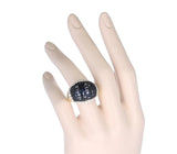 Invisibly Set Blue Sapphire and Diamond Bombe Ring, 18K Yellow Gold