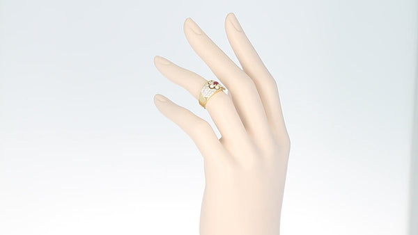 Van Cleef & Arpels Floral Ruby and Diamond Ring, 18K Yellow Gold, with Original VCA Box