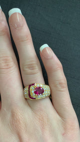 Van Cleef & Arpels Oval Ruby and Diamond Ring with Invisibly Set Rubies, 18k