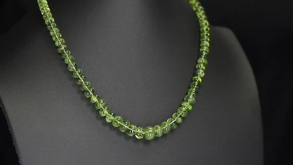Peridot Beads Necklace with Tsavorite Clasp, 18K White