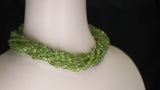 Genuine & Natural Peridot Tumbled Faceted Beads with Pink Sapphire Beads Choker Necklace