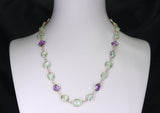 Amethyst and Green Prehnite Double Cabochon Fine 18K Yellow Gold Necklace