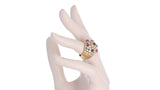 Ruby and Diamond Cocktail Cluster Ring, 18K Yellow Gold