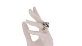 Diamond, Sapphire, and Emerald Panther Ring, 18 Karat Gold