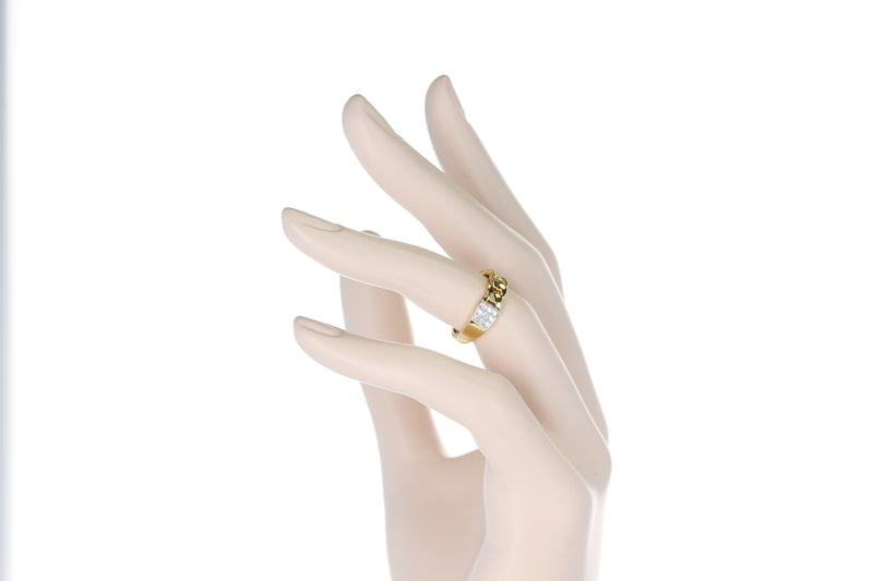 Yellow Gold Knot Ring with Diamonds, 14K
