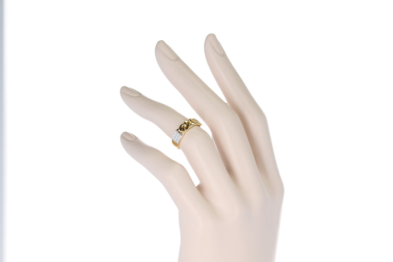 Yellow Gold Knot Ring with Diamonds, 14K