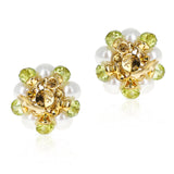Cultured Pearl, Diamond, and Peridot Earrings, Made in 18k Gold by Trianon