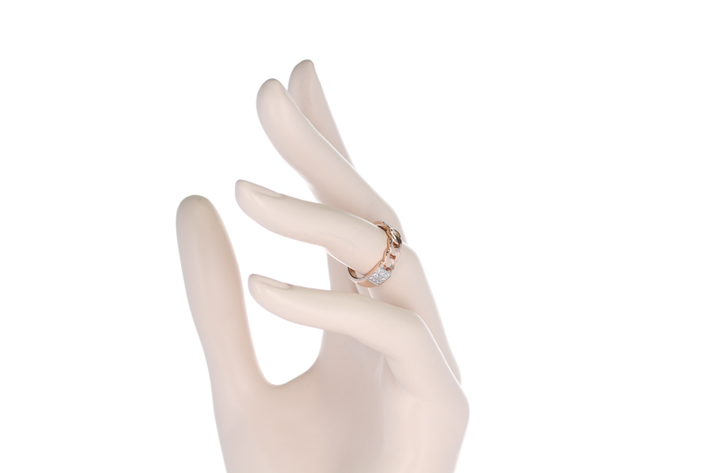 Rose Gold Rope-Style Ring with Diamonds, 14K