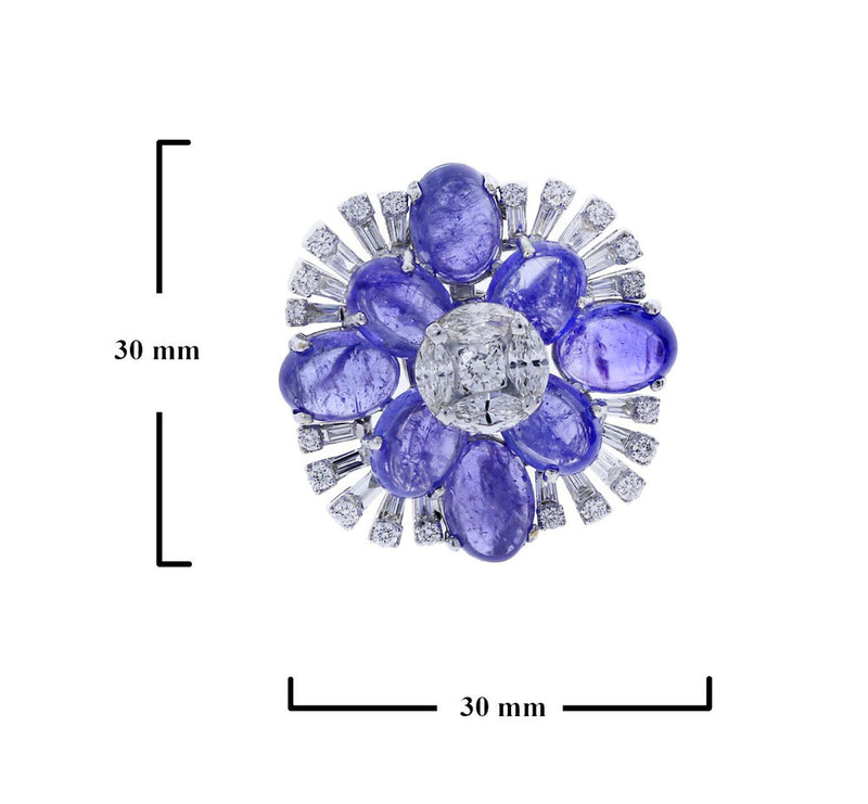 Tanzanite Floral Earrings with Mixed Cut Diamonds