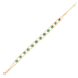 Marquise Emerald Double Line Bracelet, 18k Yellow Gold