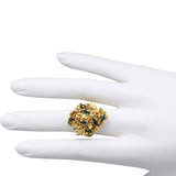 Scattered Marquise-Cut Green Tourmaline and 18K Yellow Gold Cluster Ring